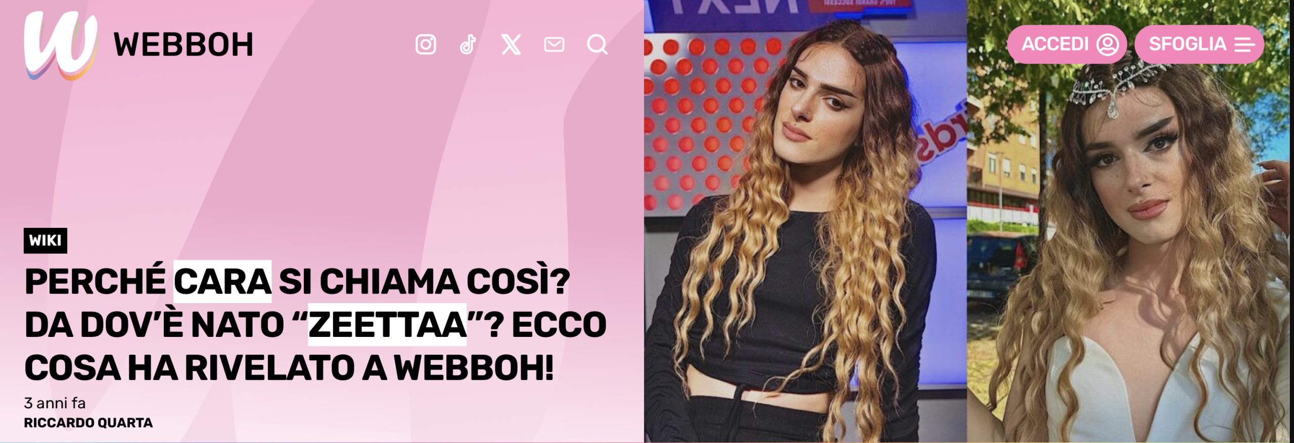 Articolo di Webboh dedicato a Cara