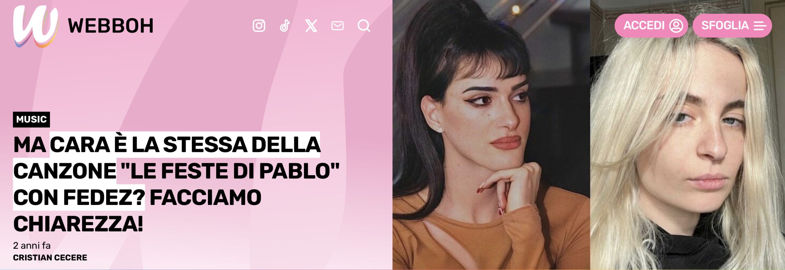 Articolo di Webboh su Cara e “Le feste di Pablo”